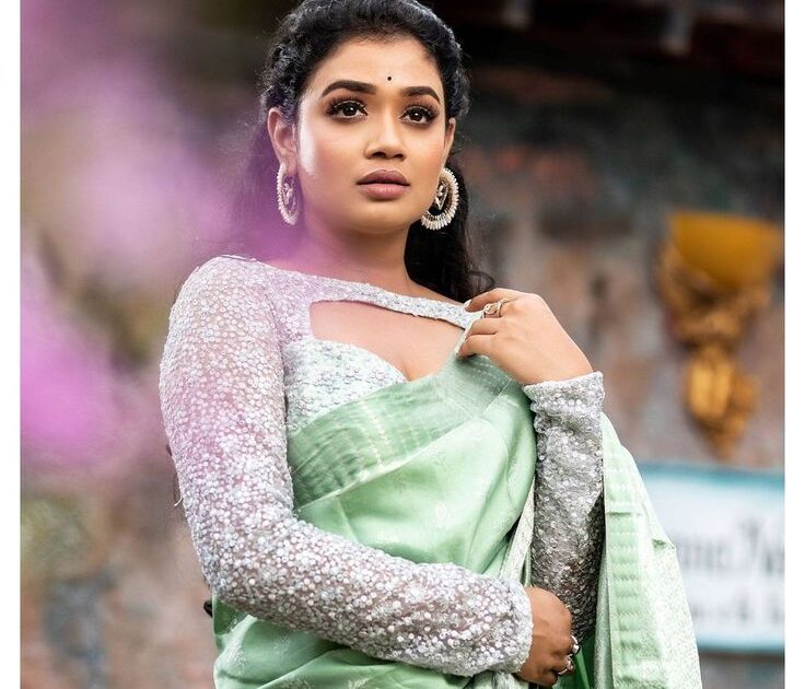 Elegant Silver Vaddanam Designs with Price and the Beauty of a Pista Colour Saree